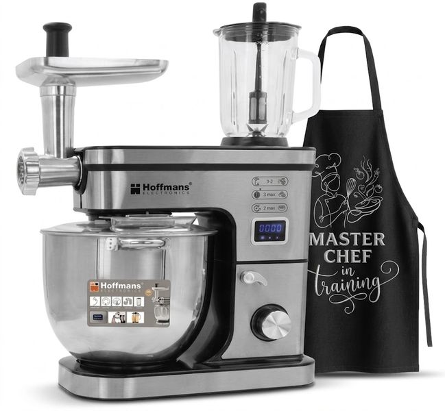 Hoffmans 3-in-1 LED Display Stand Mixer, 2000W, 15L Capacity &amp; Master Apron