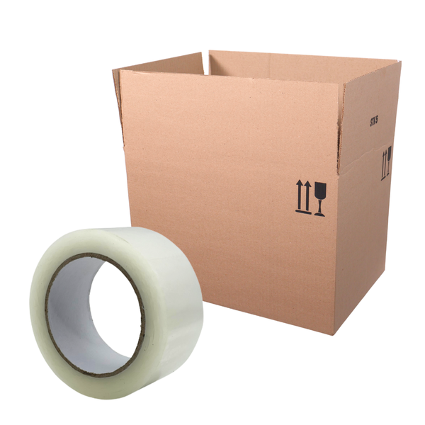 Stock Box 5 &amp; Packaging Tape Bundle - Pack Of 10 Boxes and Packaging Tape