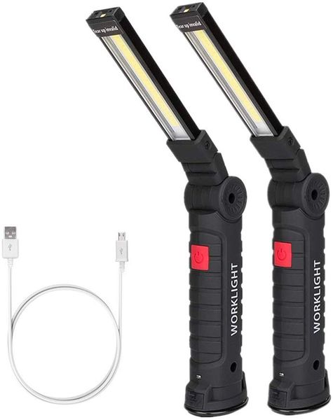 Work Light Rechargeable 2-Piece LED Work Light Waterproof for Car Repair Black