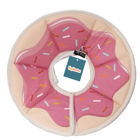 TopikaPet - S/M Pink/Blue Adjustable & Comfortable Soft Cat Cone Collar Image