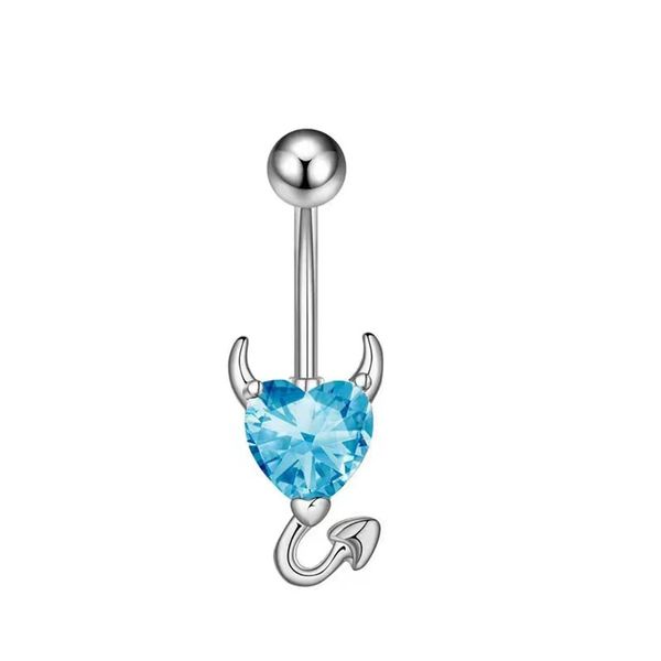 Body Punk Devil Heart Belly Button Ring 14G Surgical Steel Heart belly ring