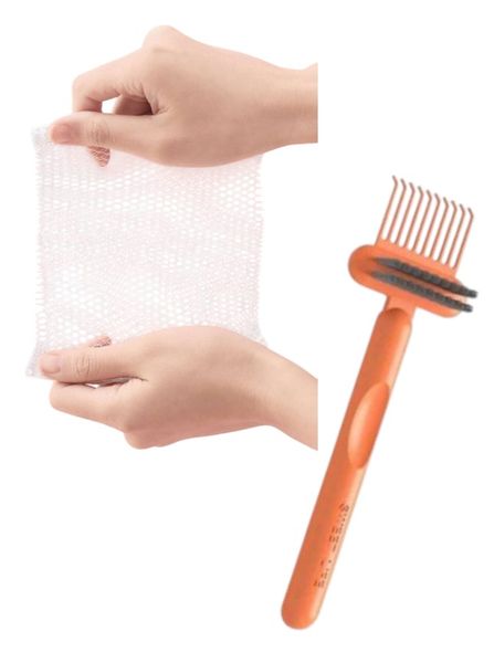 Hairbrush Care Kit - Protective Mesh Covers &amp; 2-in-1 Cleaning Tool by Niche