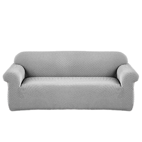 Jacquard Damask Pattern Couch Cover - High Stretch -Light Grey | Shop