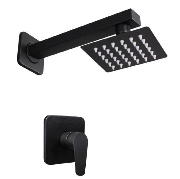 3-PieceMixerSetShowerArm Kit6-Inch Square ShowerHead and Arm SetMatte Black