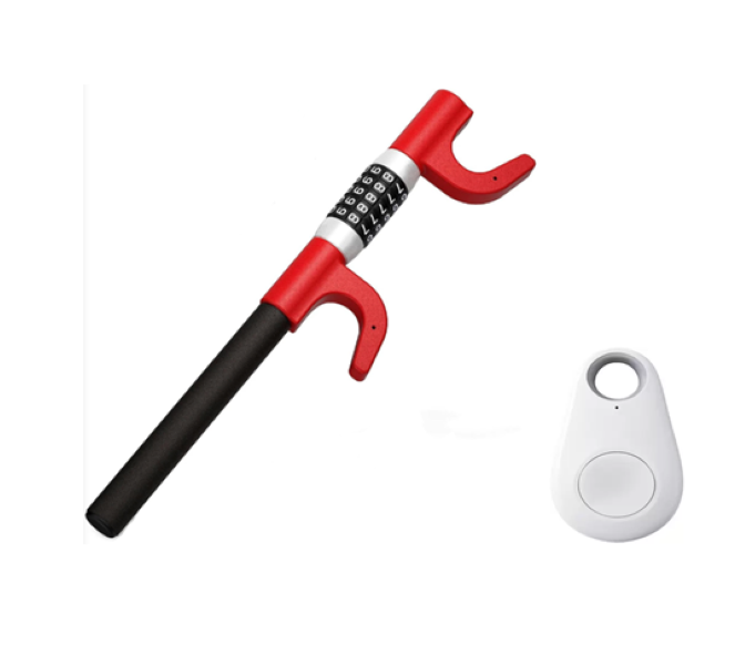 Anti-Theft Keyless Password Double Hook Steering Lock Plus Keytag Tracker