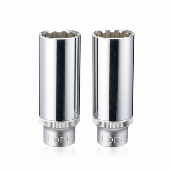 Force 14mm 1/2 Inch Drive Spline Deep Socket for Automotive - 2 Pack