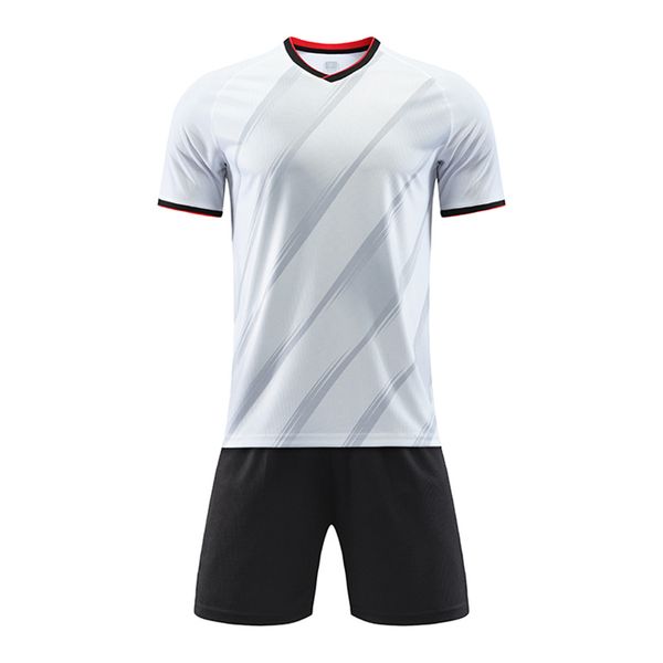 2 Piece Striped Soccer Jersey Tracksuit Kit - T-Shirt and Shorts - White