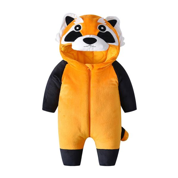 Raccoon Kids Halloween Costume Flannel Rompers Boys Girls Animal Onesie