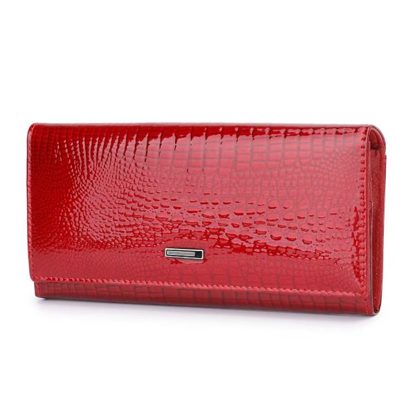 Genuine Leather Crocodile-Pattern Patent Leather Women's Wallet