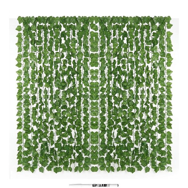 Realistic Hanging Ivy Curtain - Artificial Leaf Room Divider + ReVibe Pen