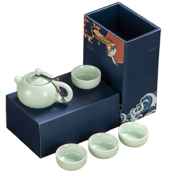 Tea Set Fine China Kungfu Mini Tea Pot Tea Cup With Gift Box - 5pc Combo