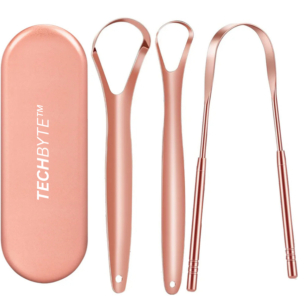 TechByte Tongue Scraper/Cleaner Set - Oral Health Essential/Lab Tested/3pcs