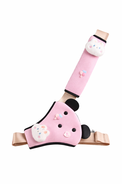 Seat Belt Cover for Kids, Cute Bunny Animal Design (Pink) for Boys/Girls