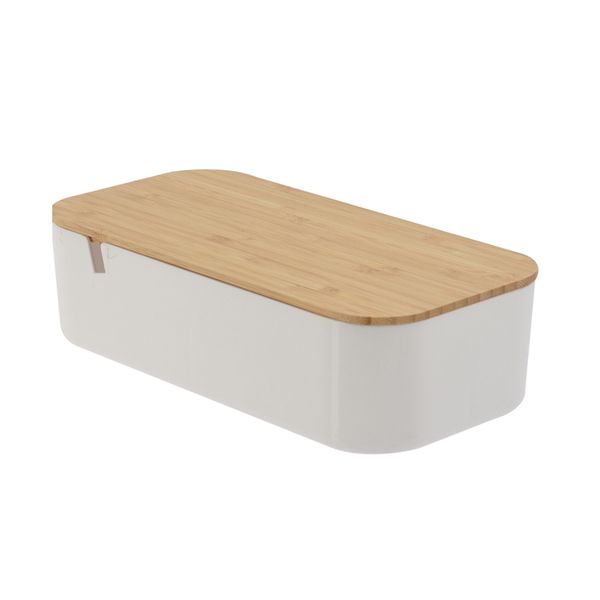 Make Up Organiser, Bamboo Lid &amp; Mirror - Rectangle