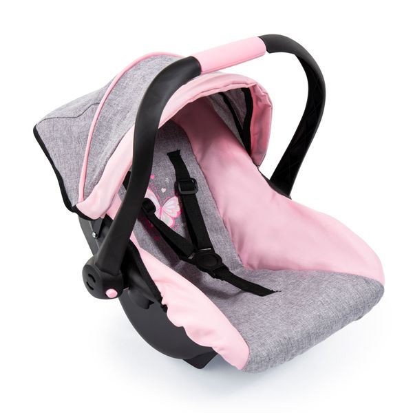 Bayer Dolls Deluxe Car Seat with Canopy (Grey/Pink)
