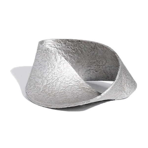 Silver Ring Sculpture Statue Geometric Metal Ornament Home Decoration