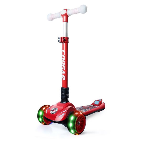 Cougar Foldable Height Adjustable Scooter with Flashing Wheels