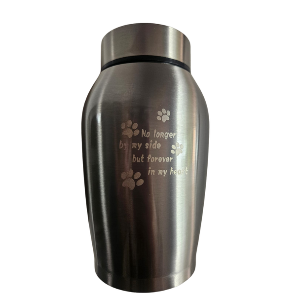 Silver Cremation Pet Urn For Dogs / Cats in Stainless Steel incl Bag