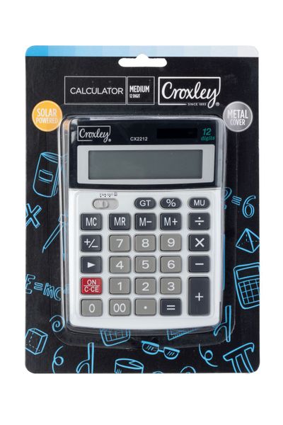 CROXLEY Calculator 12 Digit Metal Cover - Medium