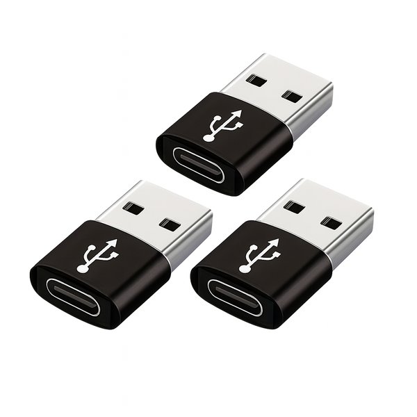3 Pcs USB Type C to USB Type A Adapter Compatible Most USB-A Chargers