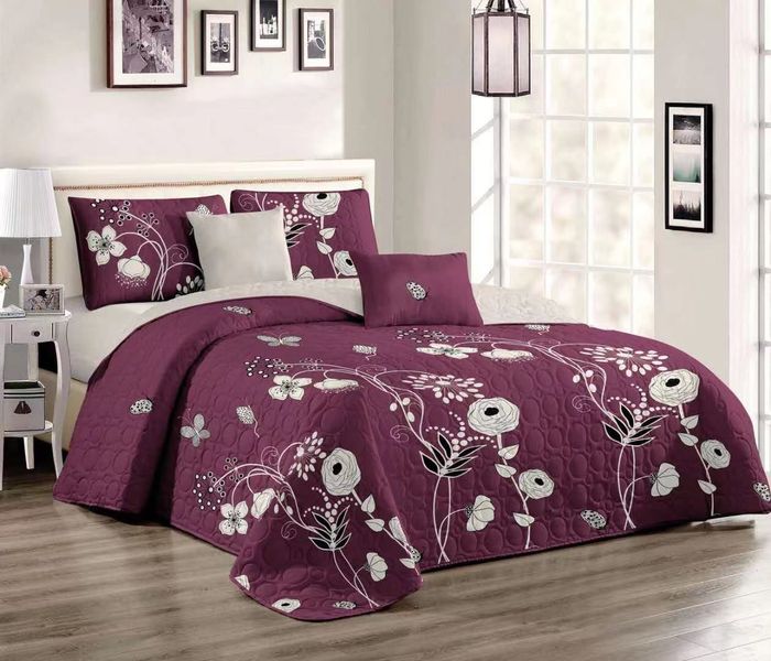 5pc Quilt Set Flower Bedspread Set
