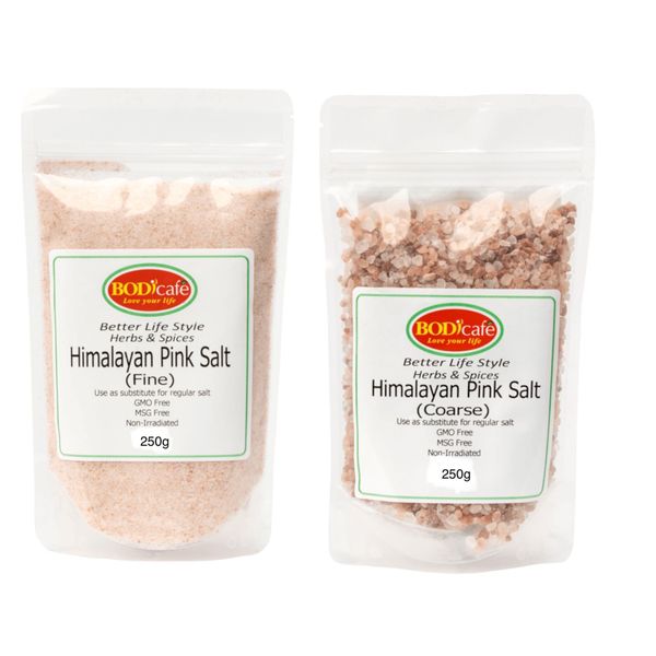 BodiCafe Himalayan Pink Salt Fine 250g &amp; Coarse 250g Set - Paris