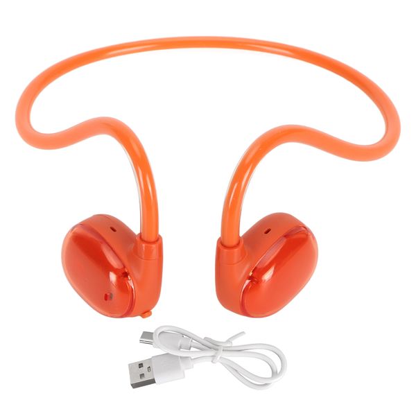 Bluetooth 5.3 Wireless Headphone IPX4 Waterproof Stereo Open Ear Orange Red