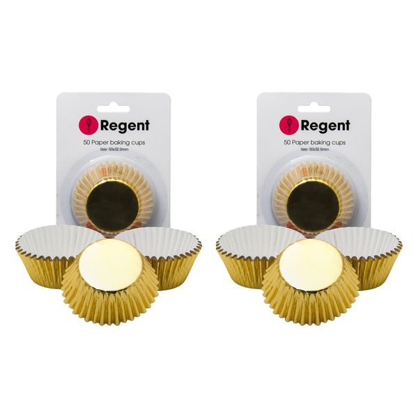 Regent Cake Cups Gold Foil - 50X32.5mm 2 Pack 100 Pieces