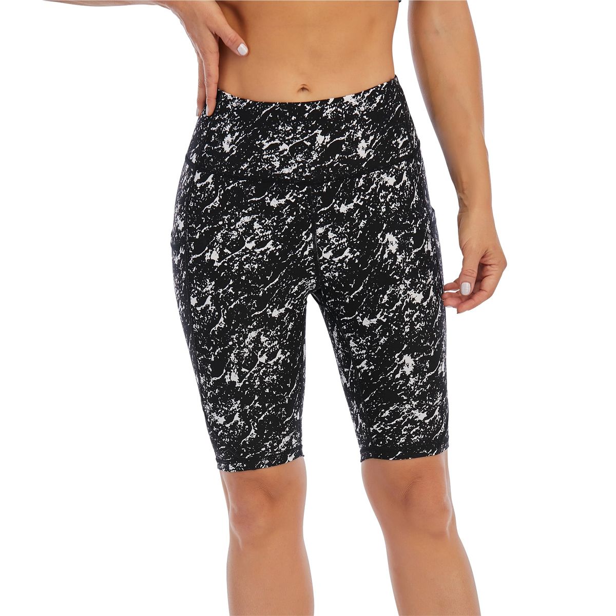 Iconix Ladies Marble Black Bike Shorts with Pocket | UP56 | Buy Online ...