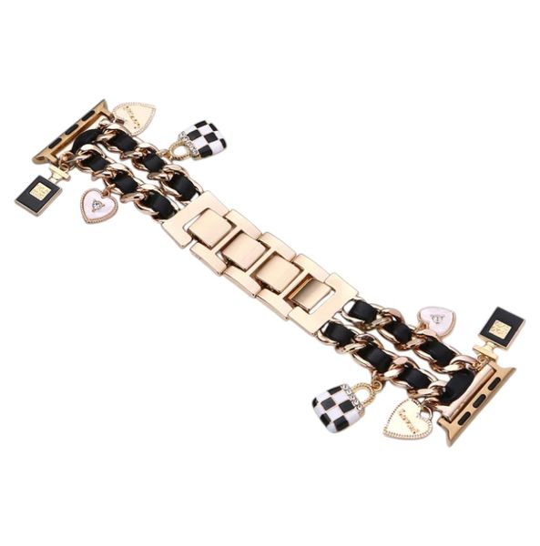 Cuban Chain-linked Watch Strap with Charms - Gold