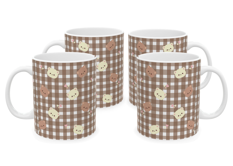Puff Berry Teddy Bear 4 Pack Coffee Mugs
