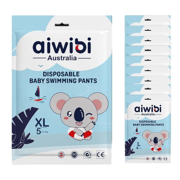 Aiwibi Comfort Fit Disposable Baby Swimming Pants Size 5 XL 12-17KG 10pack