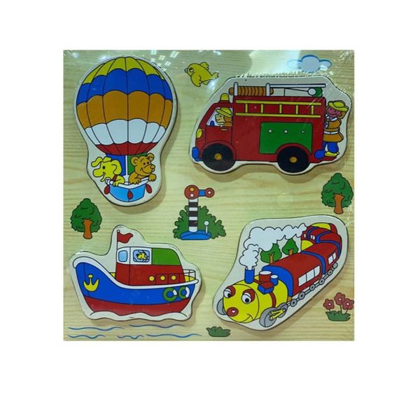 4-in-1 Wooden Pegged Transport Puzzle