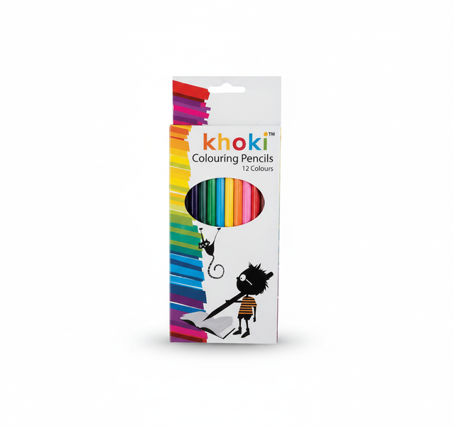 Khoki 12 Piece Long Pencil Crayons Set - Vibrant Art Supplies for - 2 Pack