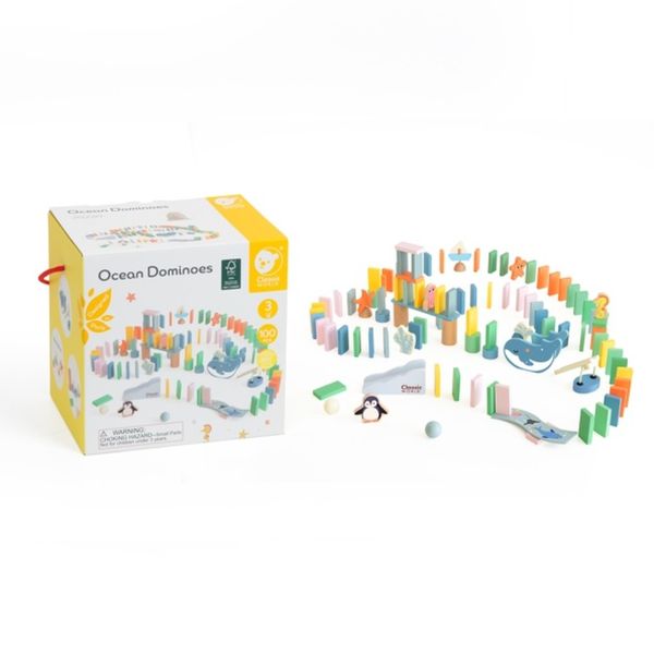 Classic World Ocean Dominoes - Wooden Activity Set - 100 Pieces