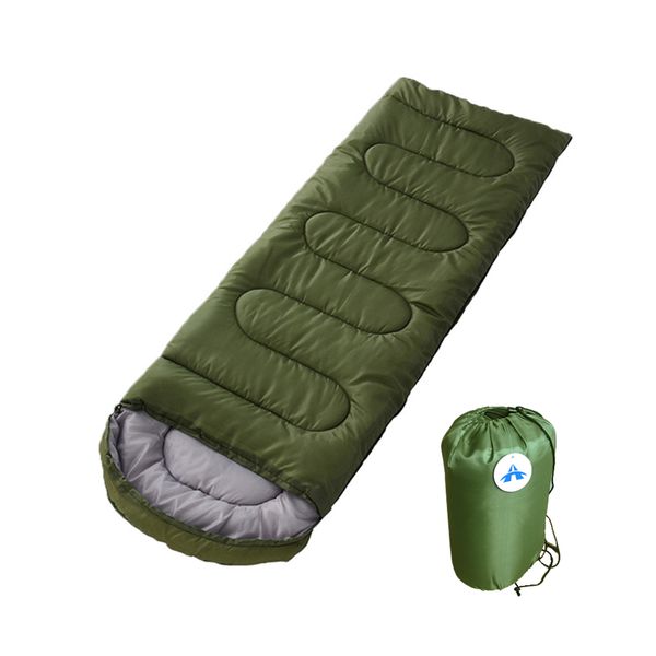 Alanes Hooded Camping Sleeping Bag for Outdoor Travel Hiking - Army Green