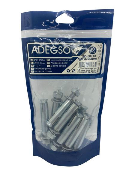 Adegso- Shell Anchor Bolt 8x70mm 10pcs