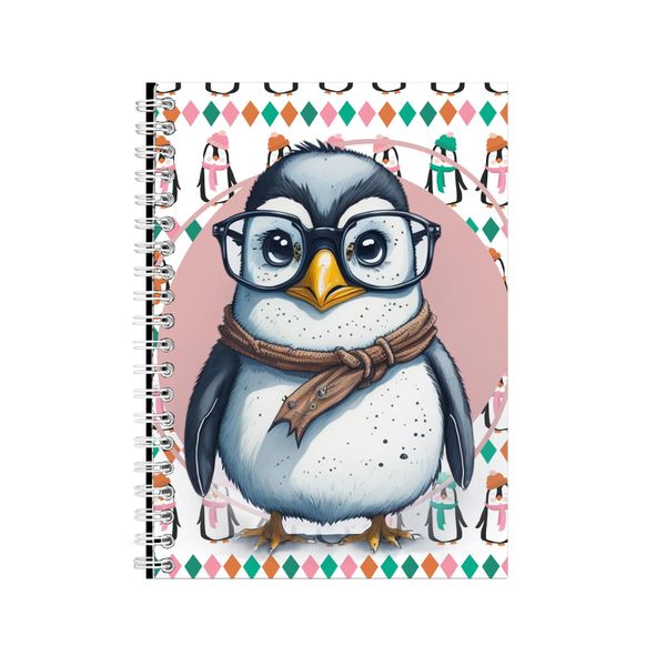 Wise A5 Notebook Spiral Lined Trendy Penguins Graphic Notepad Present 129