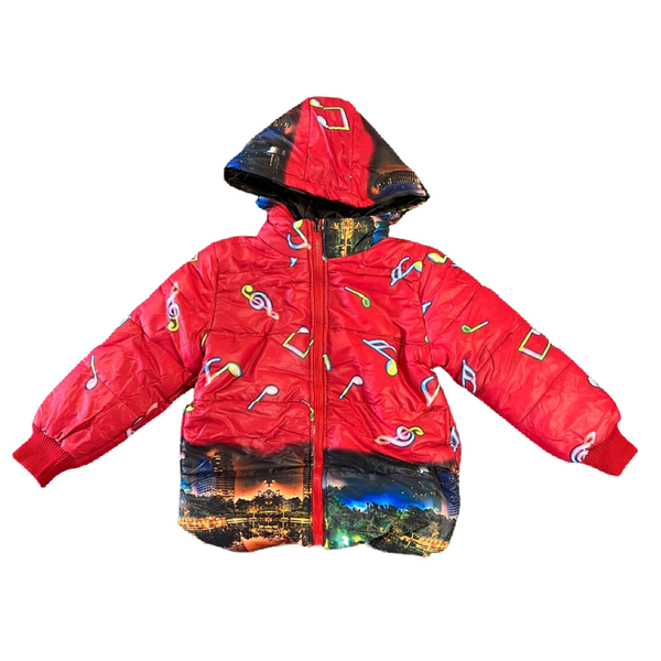 Kids Unique Winter Warm Fashionable Jackets-Red Printed