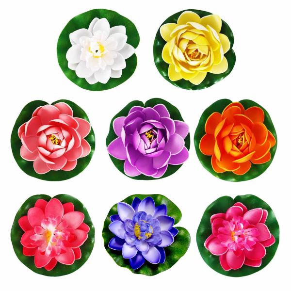 8-piece Lotus Flowers Water Lilies, Realistic Floating Foam Lotus Flowers