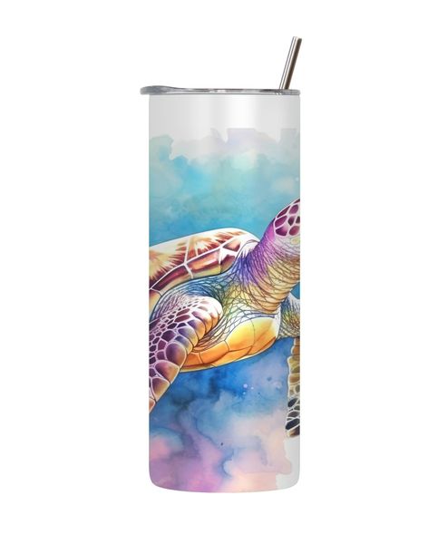 Turtle_4 20 Oz Tumbler with Lid Straw Trendy Ocean Graphic Sea Life Gift172