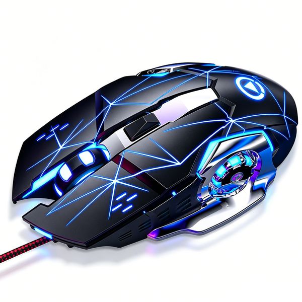 QYNIAL Gaming Mouse Wired RGB 3200DPI USB Optical Mouse 6 Buttons Black