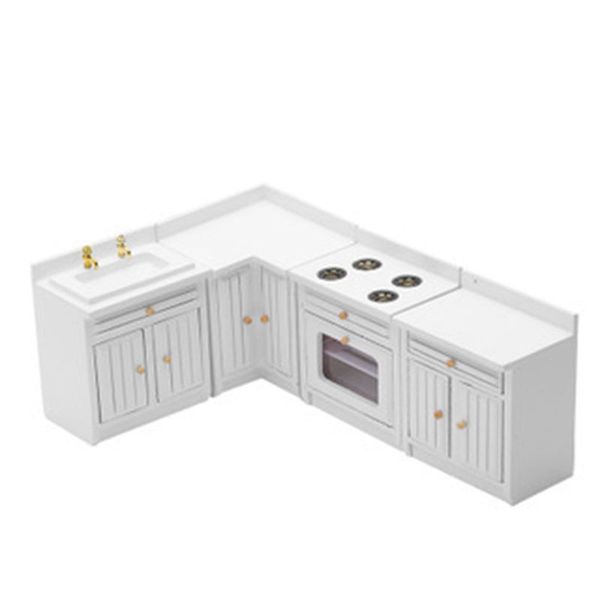 1/12 Scale Doll House Miniatures Kitchen Cabinets Set White