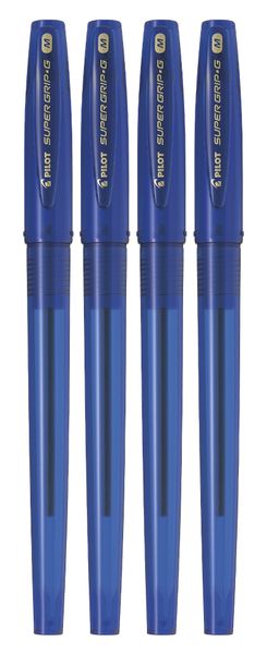 Pilot Super Grip G Medium Ballpoint Pen Pack of 4 - Blue