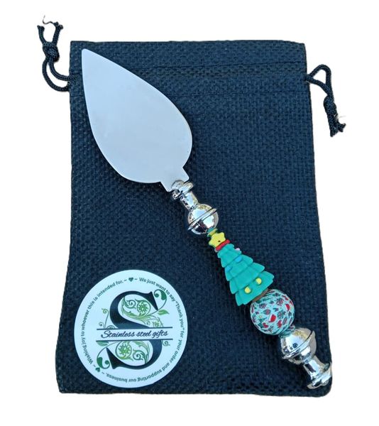 Christmas Handmade Funky &amp; Bright Cheese Speader With Silicone Xmas Tree