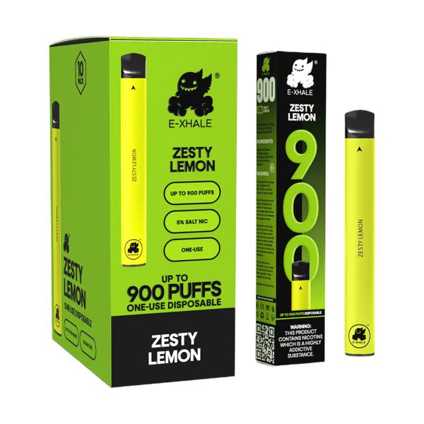 E-Xhale 900 Puffs Disposable Vapes - Zesty Lemon (Box of 10)