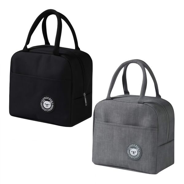 2-Pack 5.6l Insulated Lunch Bag W/Handle &amp; Zipper Hot/Cold Polyester