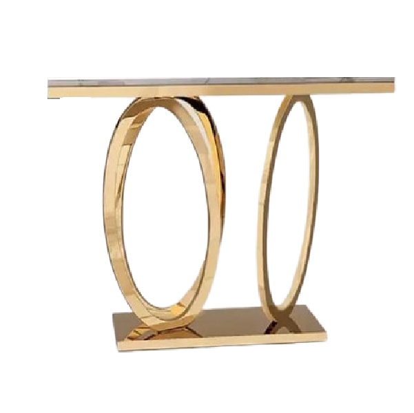 Modern Marble Console Table with Gold Oval Accents