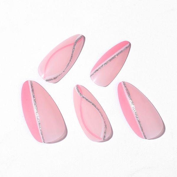 New cross-border pink and white diamond French almond-shaped wearable sweet