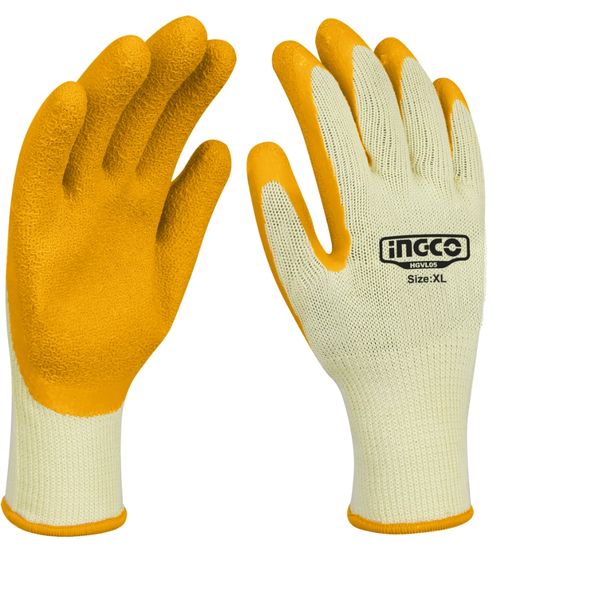 Ingco - Glove Wrist Latex Dip Palm - Size: XL